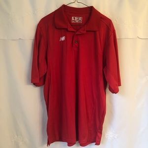 New Balance Mens Large red polo. 100% polyester. Does not shrink. Dries fast.